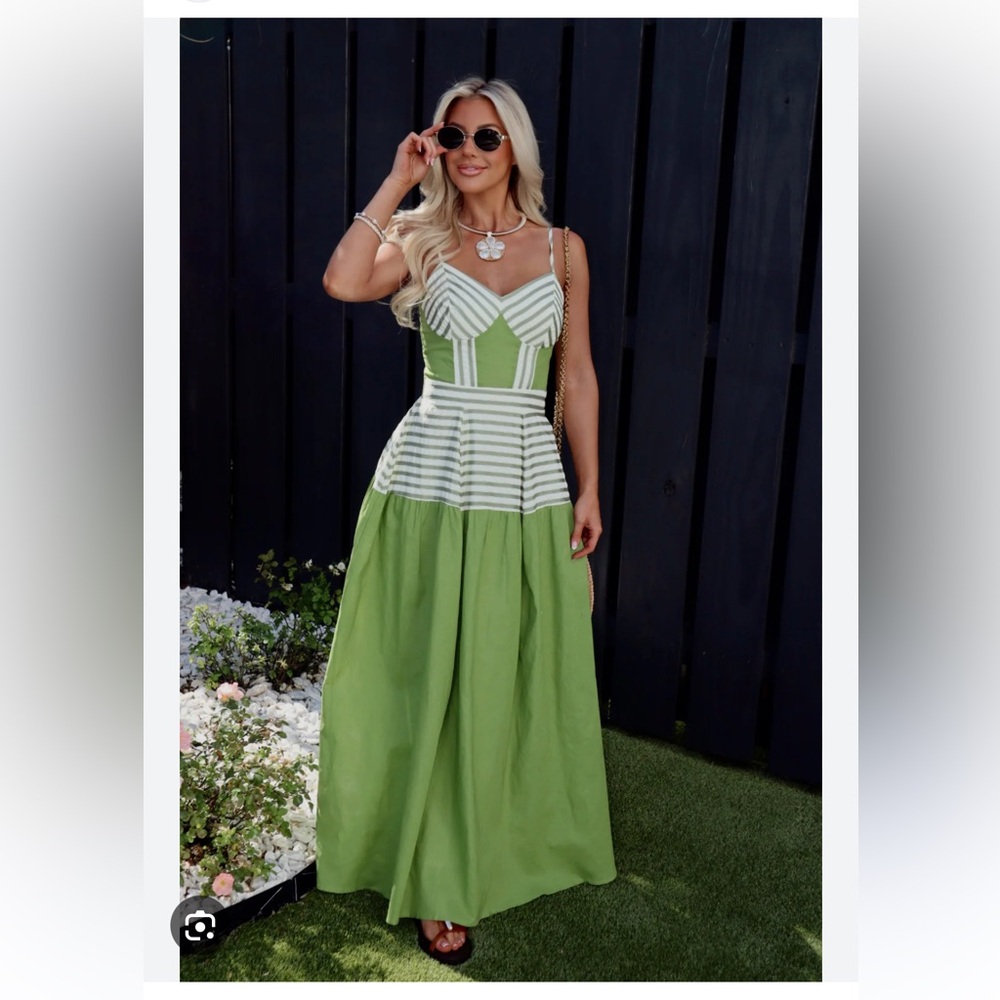 Green Striped Maxi Dress